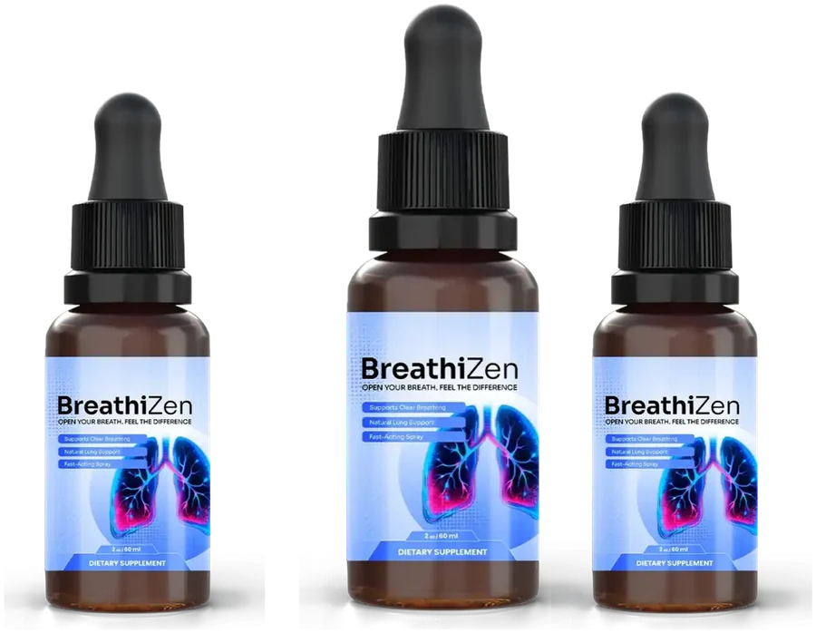 Three bottles of BreathiZen lung spray